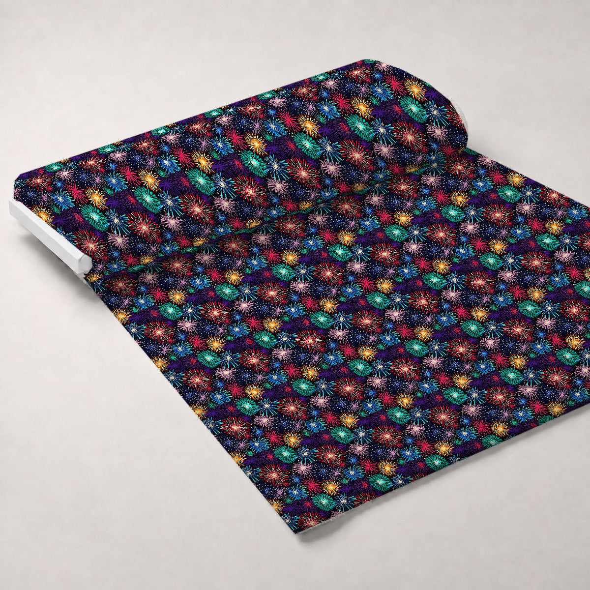 Midnight Starbursts Pattern 4 Fleece Fabric — fleece fabric unrolled bolt preview (mv-fleece-v1:bolt)
