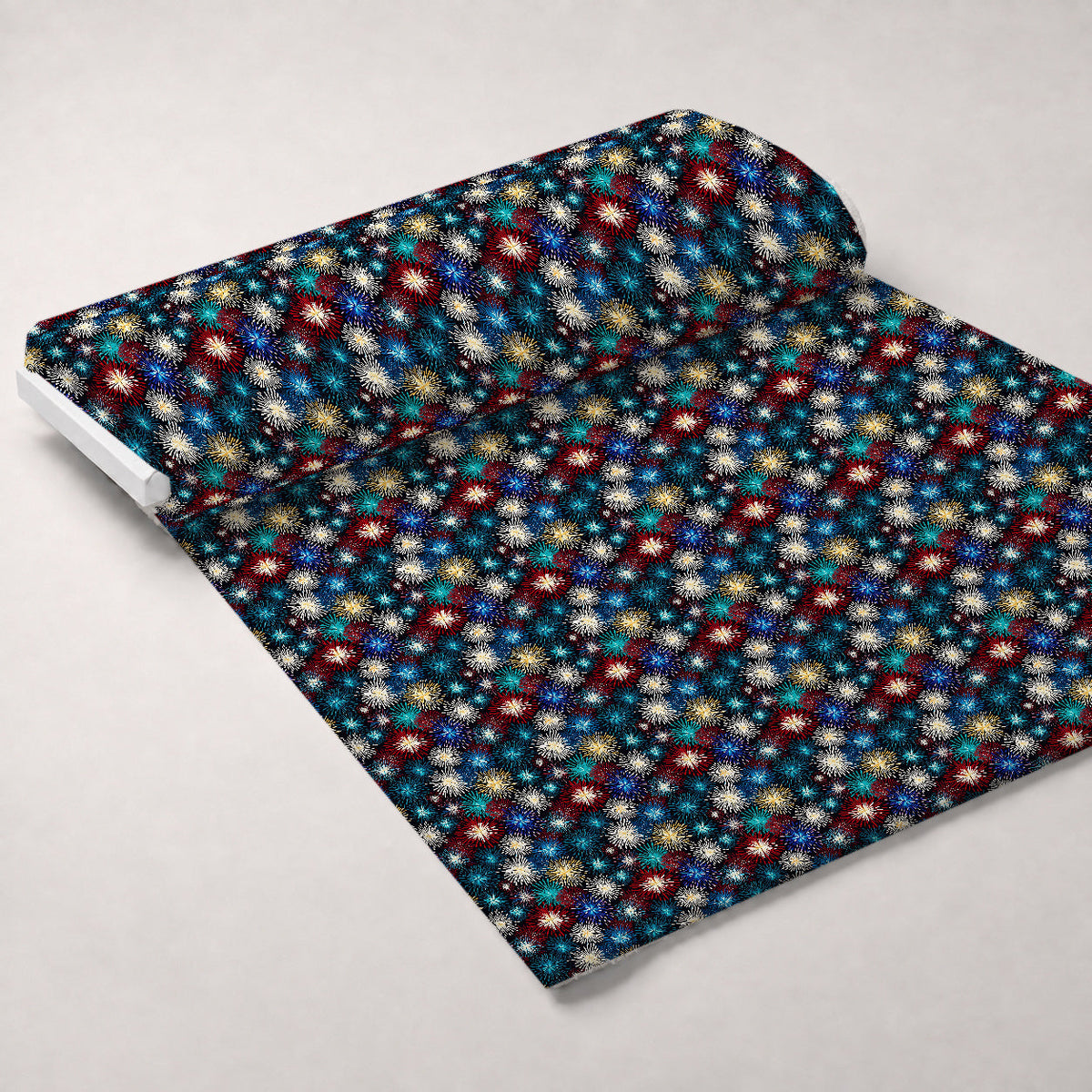 Midnight Starbursts Pattern 5 Fleece Fabric — fleece fabric unrolled bolt preview (mv-fleece-v1:bolt)