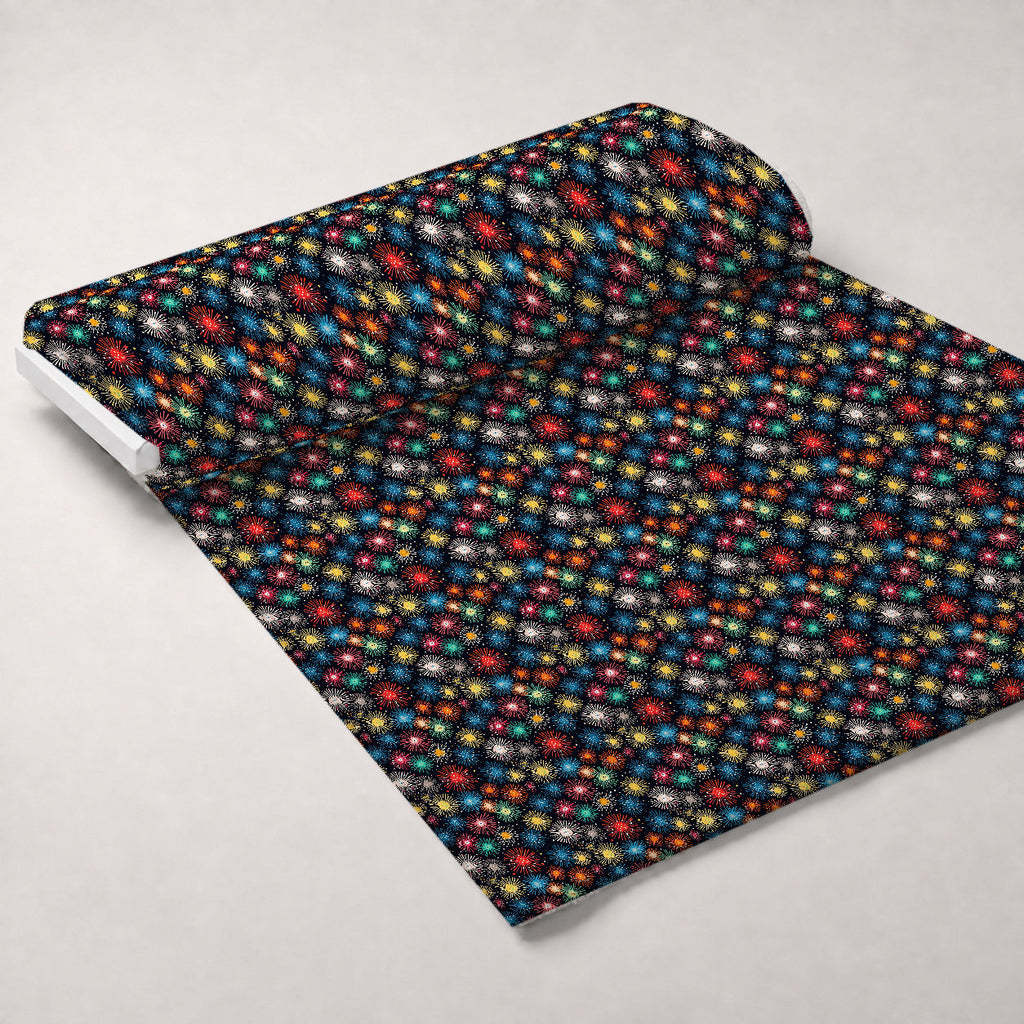 Midnight Starbursts Pattern 6 Fleece Fabric — fleece fabric unrolled bolt preview (mv-fleece-v1:bolt)