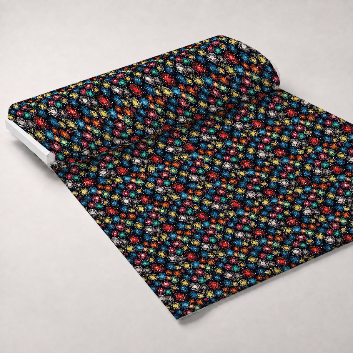 Midnight Starbursts Pattern 6 Fleece Fabric — fleece fabric unrolled bolt preview (mv-fleece-v1:bolt)
