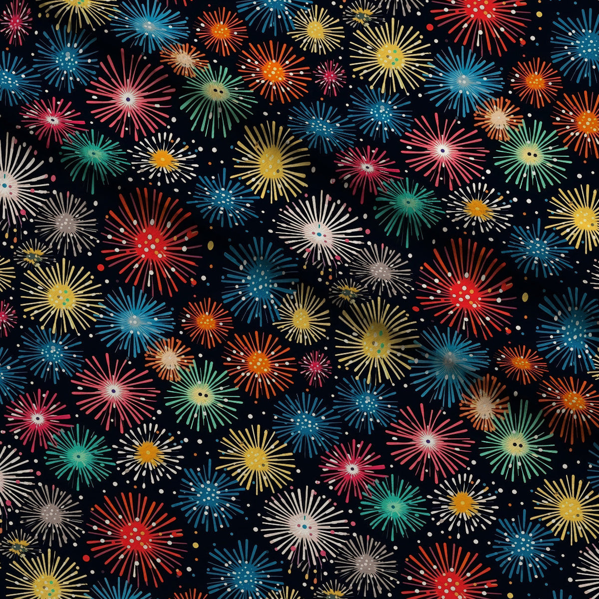 Midnight Starbursts Pattern 6 Fleece Fabric — fleece fabric folded close-up preview (mv-fleece-v1:lying)