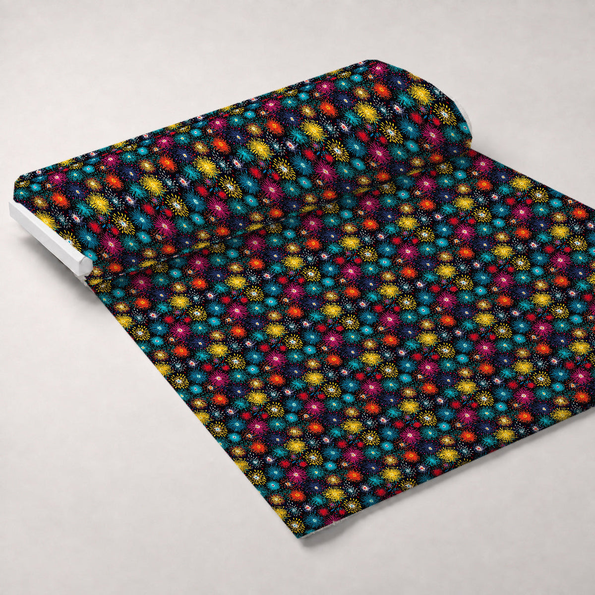 Midnight Starbursts Pattern 7 Fleece Fabric — fleece fabric unrolled bolt preview (mv-fleece-v1:bolt)