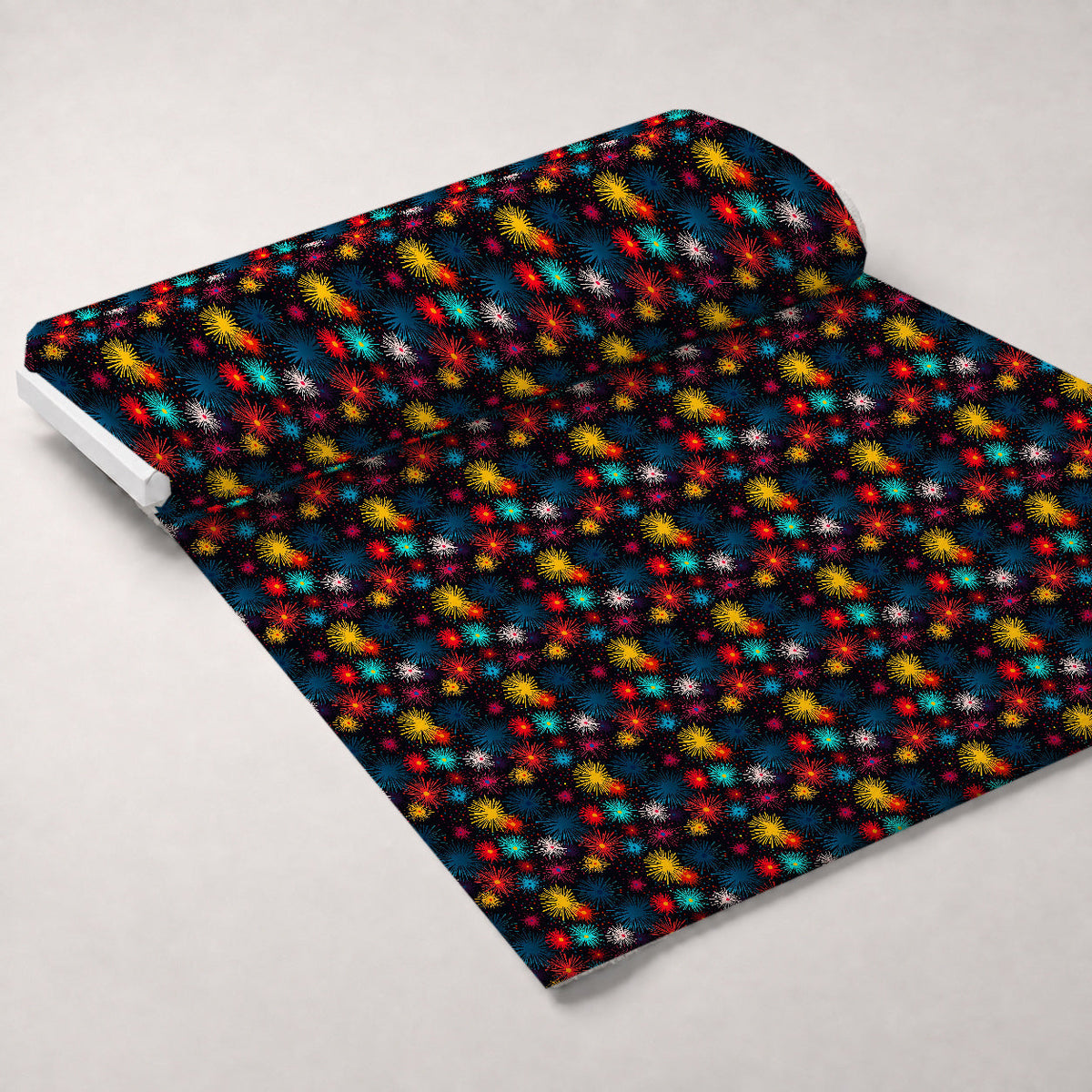Midnight Starbursts Pattern 9 Fleece Fabric — fleece fabric unrolled bolt preview (mv-fleece-v1:bolt)