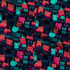 Midnight Whiskers Pattern 5 Fleece Fabric — fleece fabric folded close-up preview (mv-fleece-v1:lying)