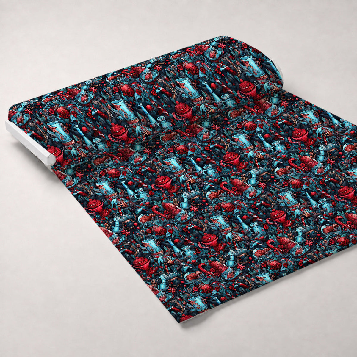 Midnight Yuletide Pattern 1 Fleece Fabric — fleece fabric unrolled bolt preview (mv-fleece-v1:bolt)