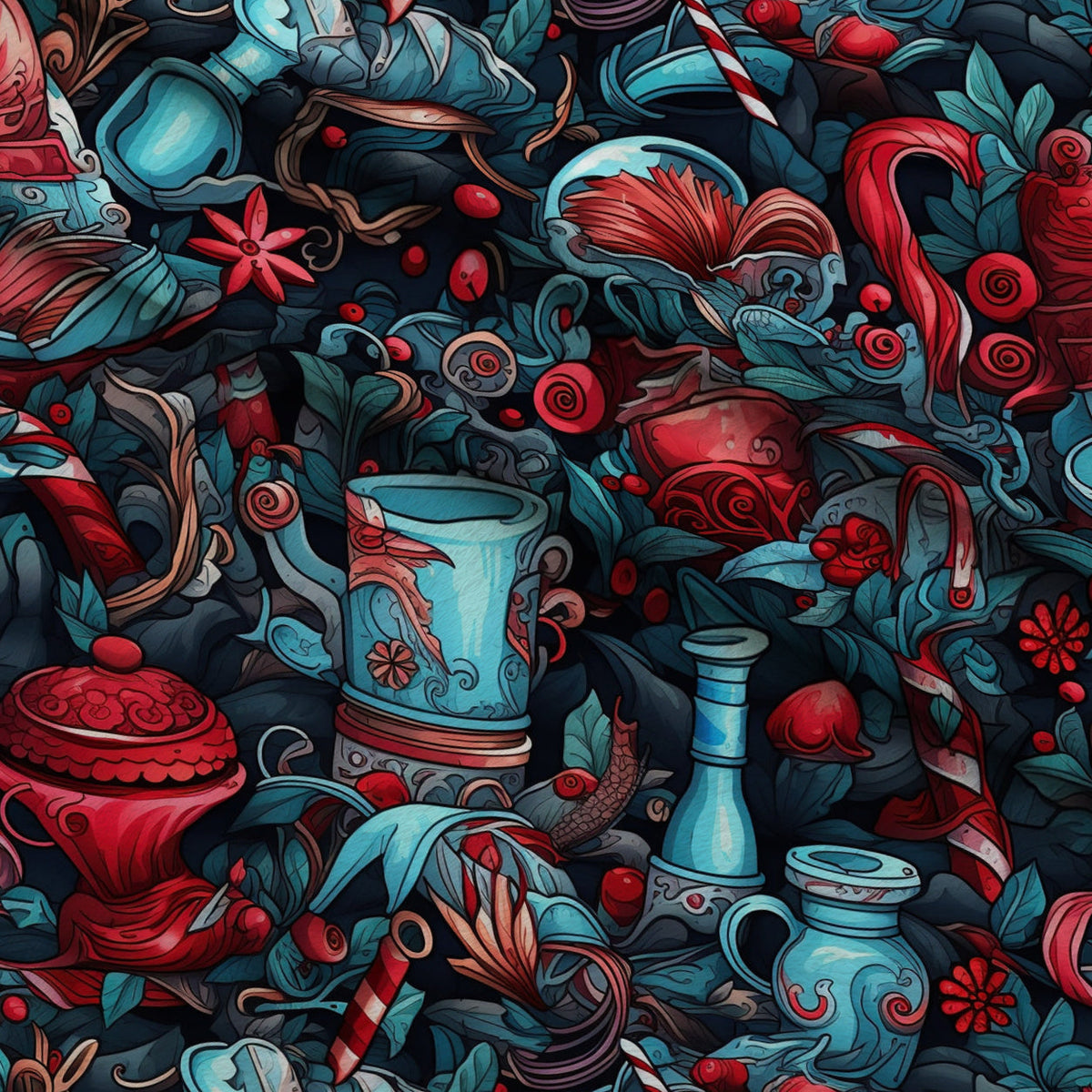 Midnight Yuletide Pattern 1 Fleece Fabric — fleece fabric folded close-up preview (mv-fleece-v1:lying)