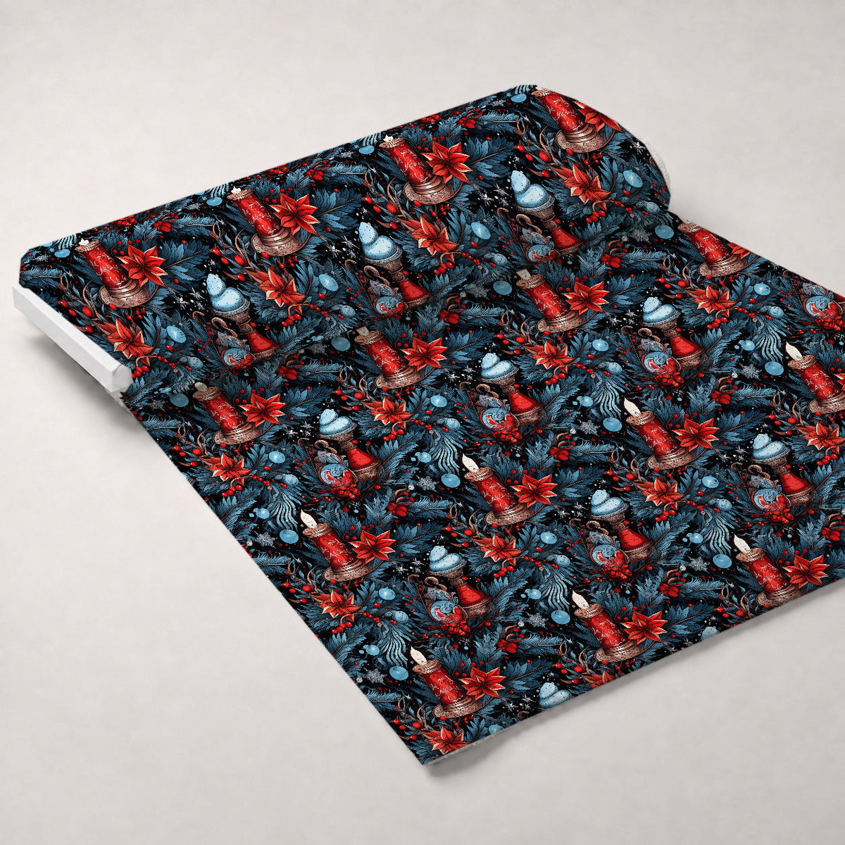 Midnight Yuletide Pattern 10 Fleece Fabric — fleece fabric unrolled bolt preview (mv-fleece-v1:bolt)