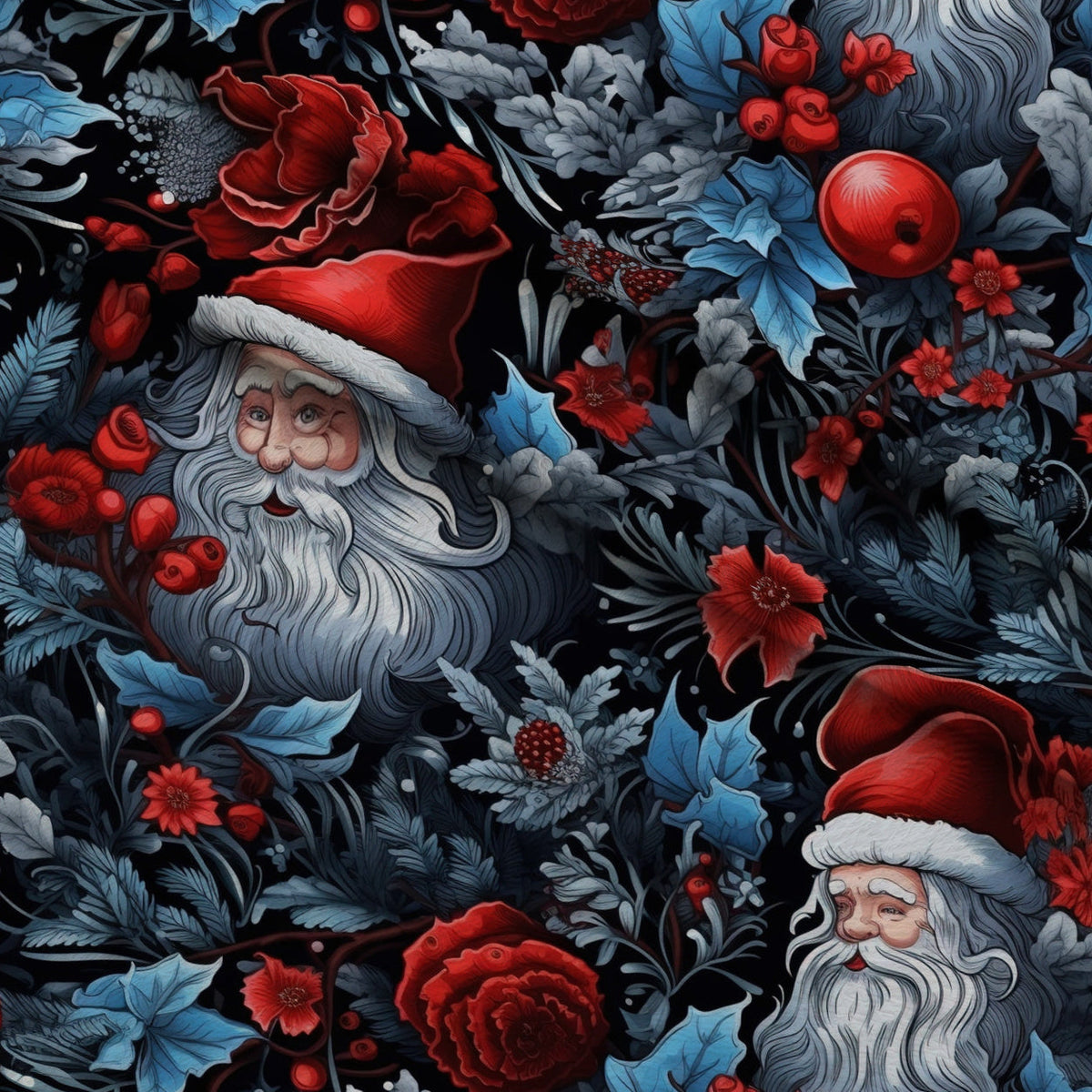 Midnight Yuletide Pattern 12 Fleece Fabric — fleece fabric folded close-up preview (mv-fleece-v1:lying)