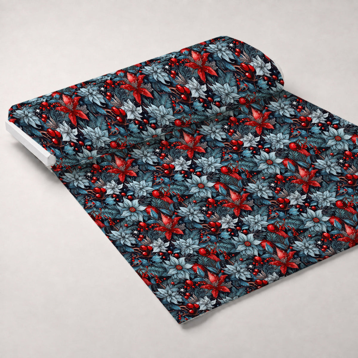 Midnight Yuletide Pattern 3 Fleece Fabric — fleece fabric unrolled bolt preview (mv-fleece-v1:bolt)