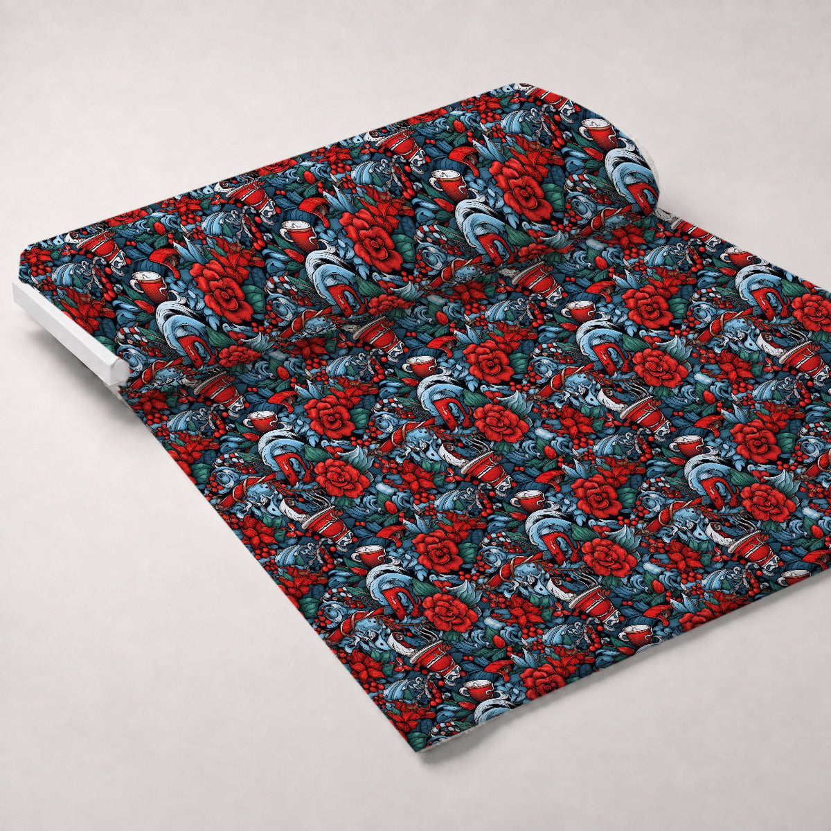 Midnight Yuletide Pattern 4 Fleece Fabric — fleece fabric unrolled bolt preview (mv-fleece-v1:bolt)