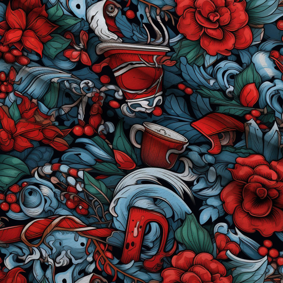 Midnight Yuletide Pattern 4 Fleece Fabric — fleece fabric folded close-up preview (mv-fleece-v1:lying)