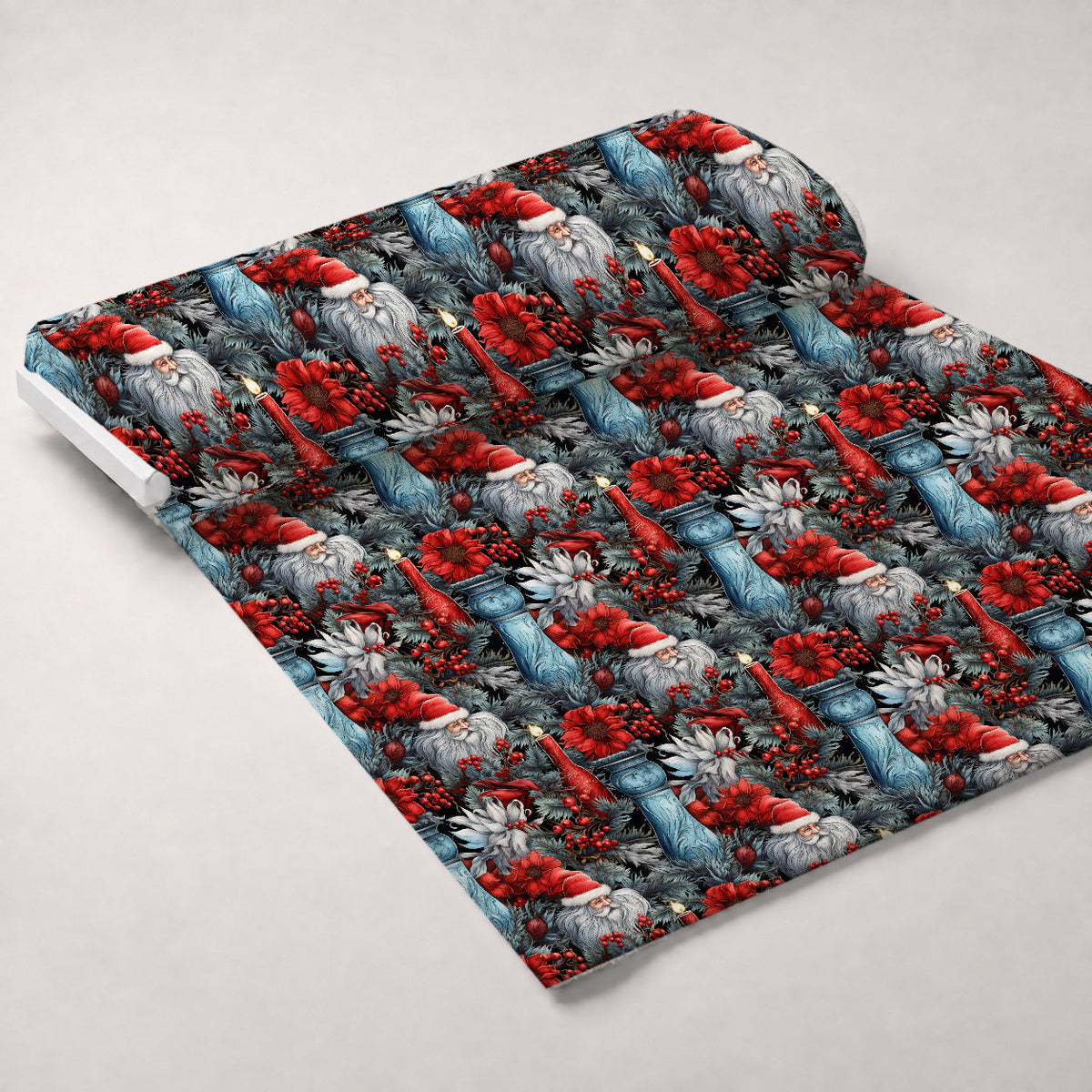 Midnight Yuletide Pattern 6 Fleece Fabric — fleece fabric unrolled bolt preview (mv-fleece-v1:bolt)