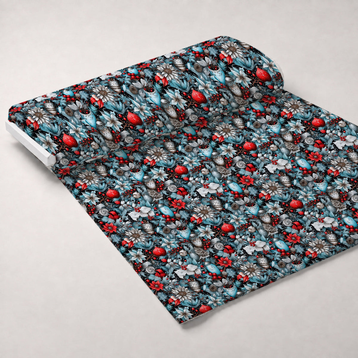 Midnight Yuletide Pattern 7 Fleece Fabric — fleece fabric unrolled bolt preview (mv-fleece-v1:bolt)
