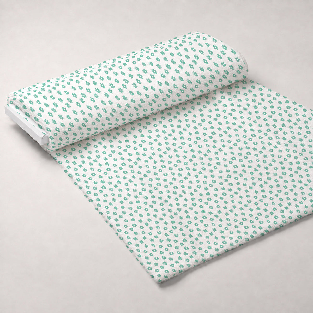 Mint Daisies Fleece Fabric — fleece fabric unrolled bolt preview (mv-fleece-v1:bolt)
