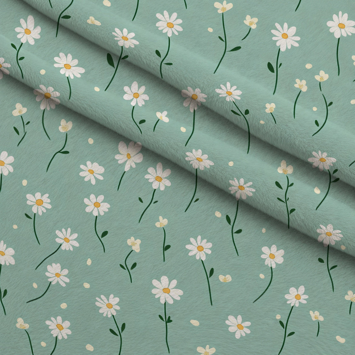 Mint Meadow Pattern 11 Fleece Fabric — fleece fabric folded close-up preview (mv-fleece-v1:lying)