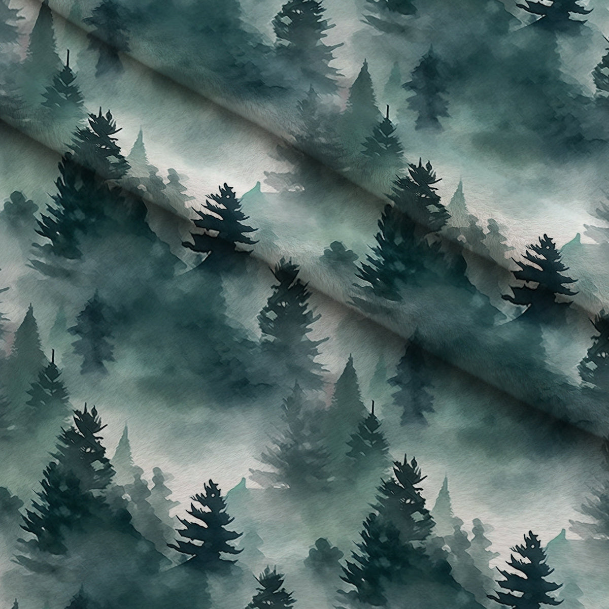 Misty Woodland Brook Pattern 3 Fleece Fabric — fleece fabric folded close-up preview (mv-fleece-v1:lying)