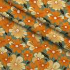 Mod Daisy Daze Pattern 1 Fleece Fabric — fleece fabric folded close-up preview (mv-fleece-v1:lying)