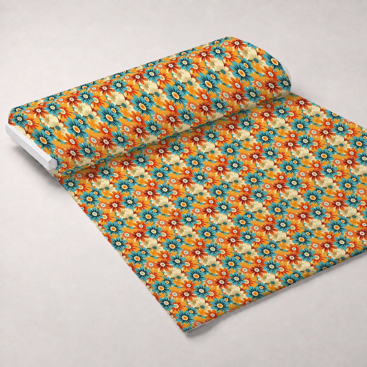 Mod Daisy Daze Pattern 11 Fleece Fabric — fleece fabric unrolled bolt preview (mv-fleece-v1:bolt)