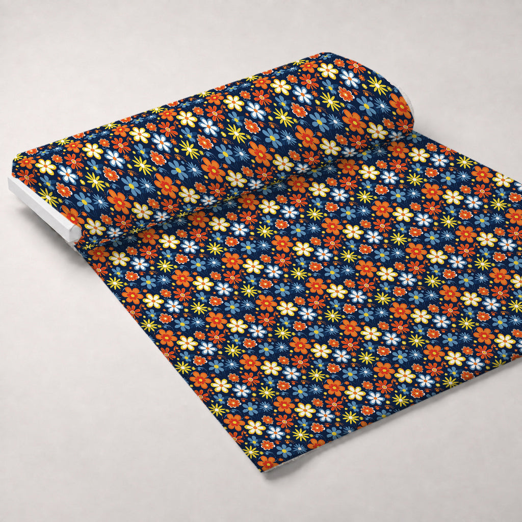 Mod Daisy Daze Pattern 12 Fleece Fabric — fleece fabric unrolled bolt preview (mv-fleece-v1:bolt)