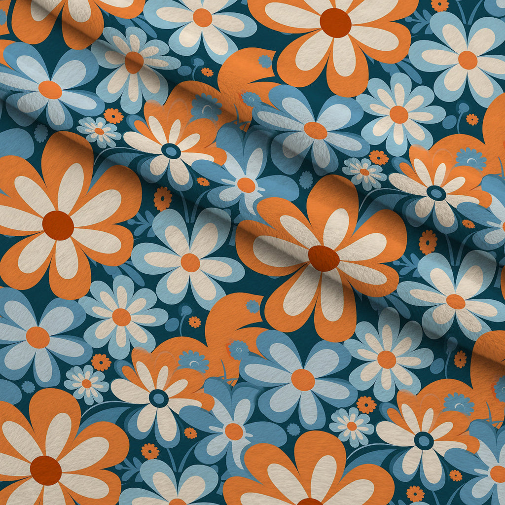 Mod Daisy Daze Pattern 15 Fleece Fabric — fleece fabric folded close-up preview (mv-fleece-v1:lying)