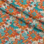 Mod Daisy Daze Pattern 18 Fleece Fabric — fleece fabric folded close-up preview (mv-fleece-v1:lying)