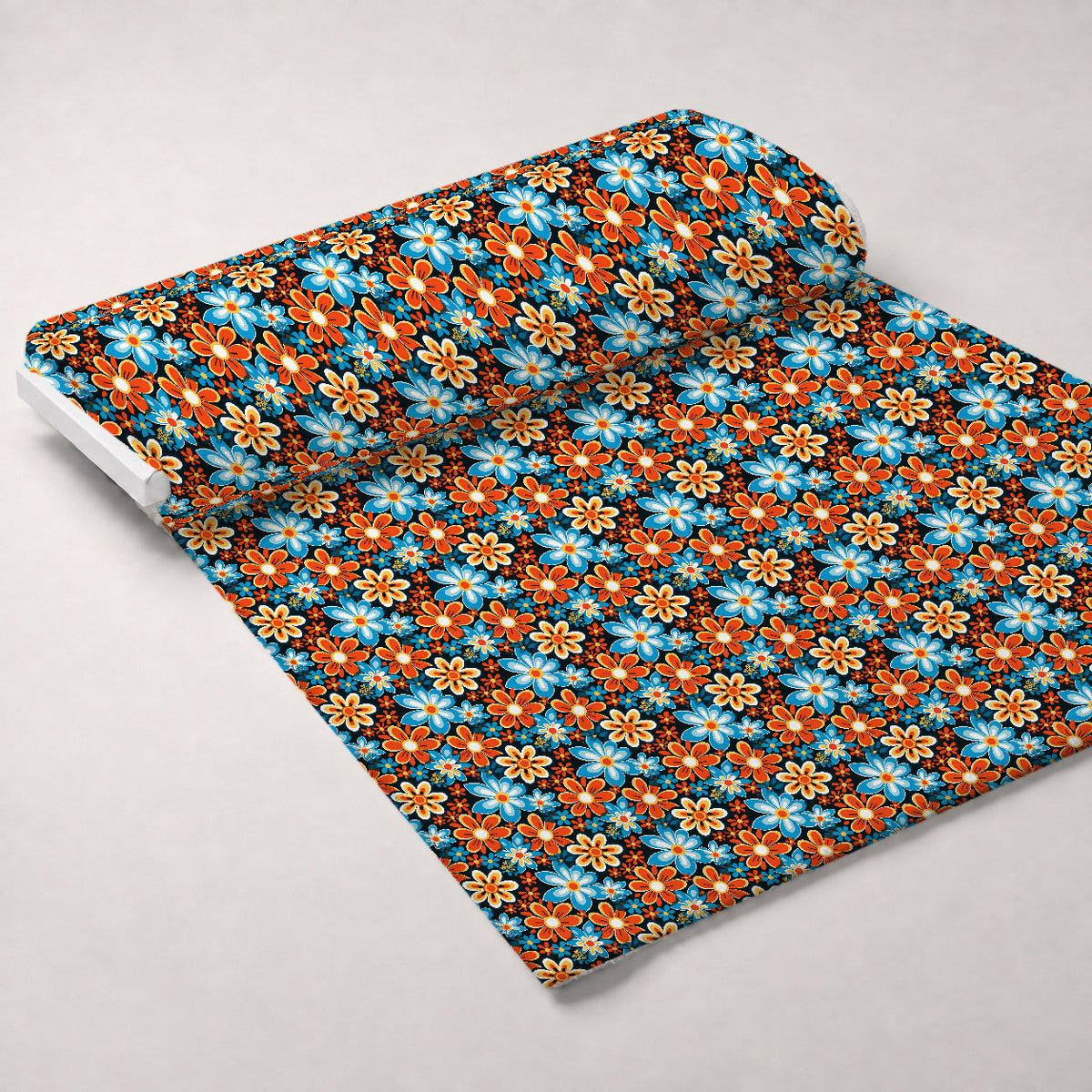 Mod Daisy Daze Pattern 2 Fleece Fabric — fleece fabric unrolled bolt preview (mv-fleece-v1:bolt)