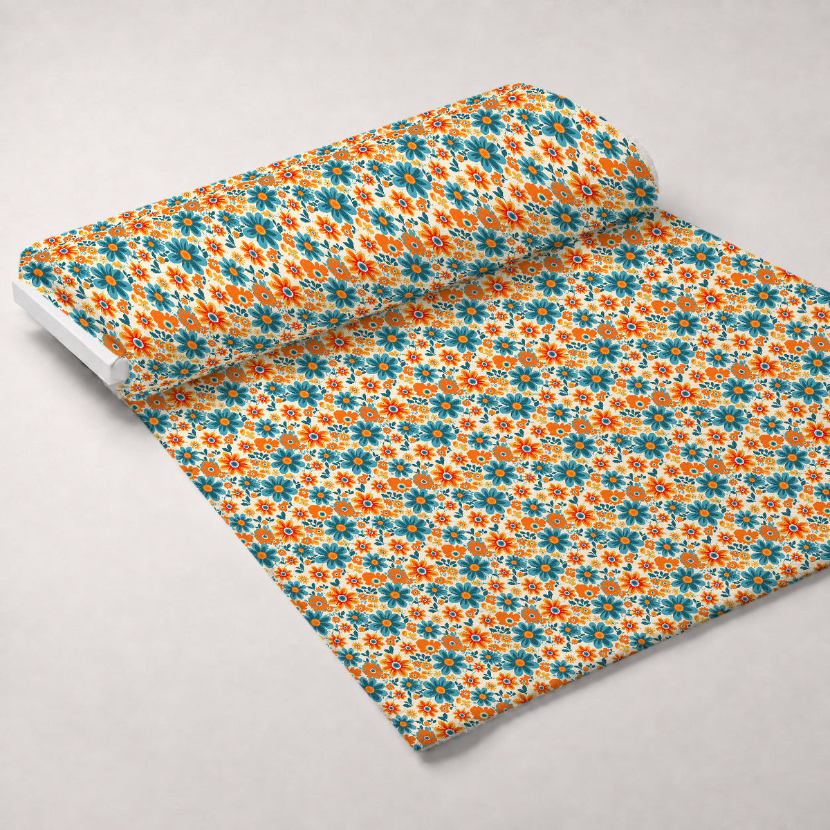 Mod Daisy Daze Pattern 25 Fleece Fabric — fleece fabric unrolled bolt preview (mv-fleece-v1:bolt)
