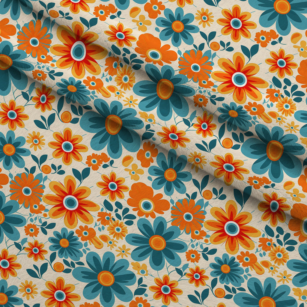 Mod Daisy Daze Pattern 25 Fleece Fabric — fleece fabric folded close-up preview (mv-fleece-v1:lying)