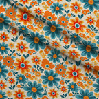 Mod Daisy Daze Pattern 25 Fleece Fabric — fleece fabric folded close-up preview (mv-fleece-v1:lying)