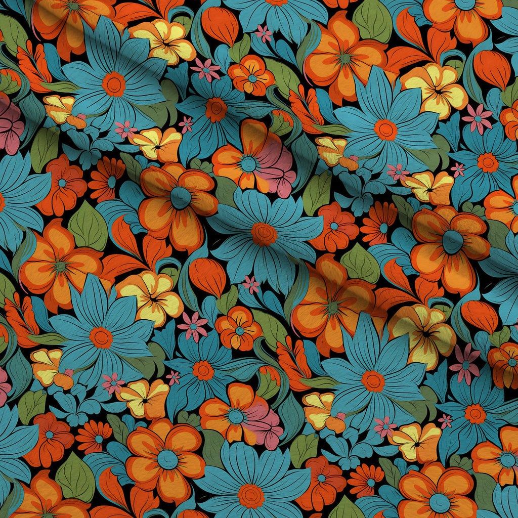 Mod Daisy Daze Pattern 7 Fleece Fabric — fleece fabric folded close-up preview (mv-fleece-v1:lying)