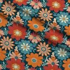 Mod Daisy Daze Pattern 9 Fleece Fabric — fleece fabric folded close-up preview (mv-fleece-v1:lying)