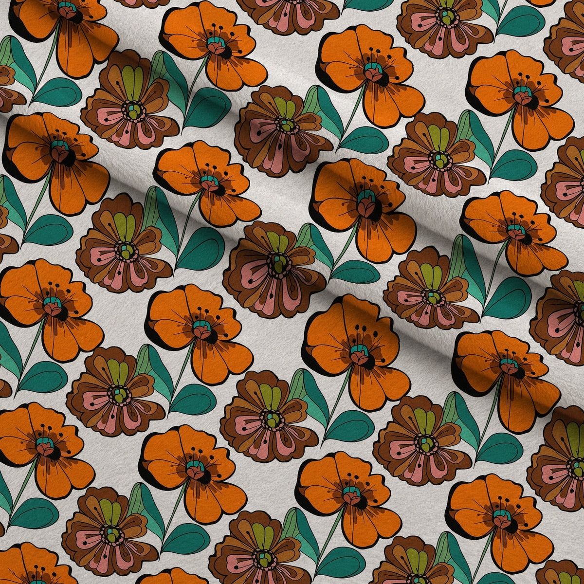 Mod Petal Pop Pattern 15 Fleece Fabric — fleece fabric folded close-up preview (mv-fleece-v1:lying)