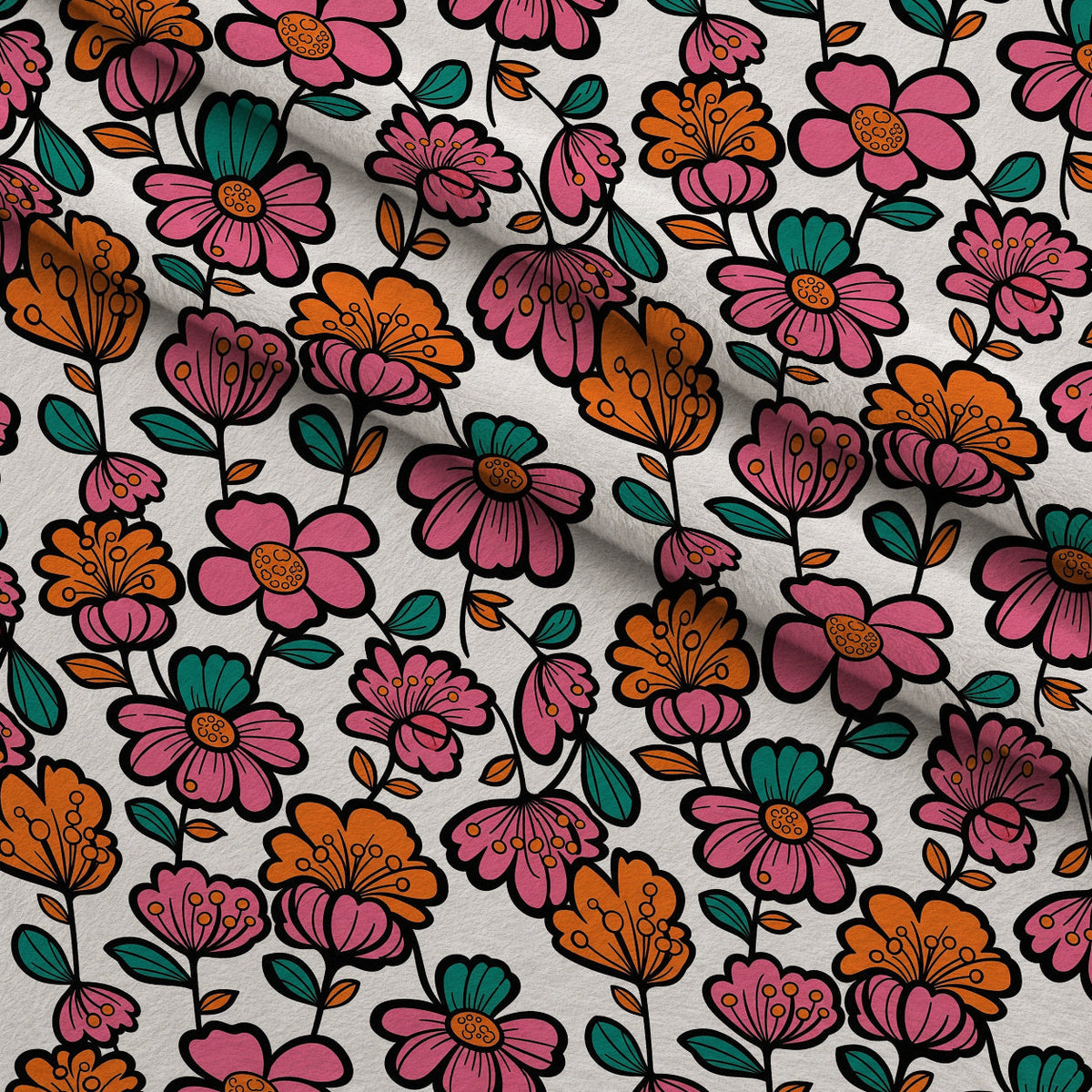 Mod Petal Pop Pattern 22 Fleece Fabric — fleece fabric folded close-up preview (mv-fleece-v1:lying)