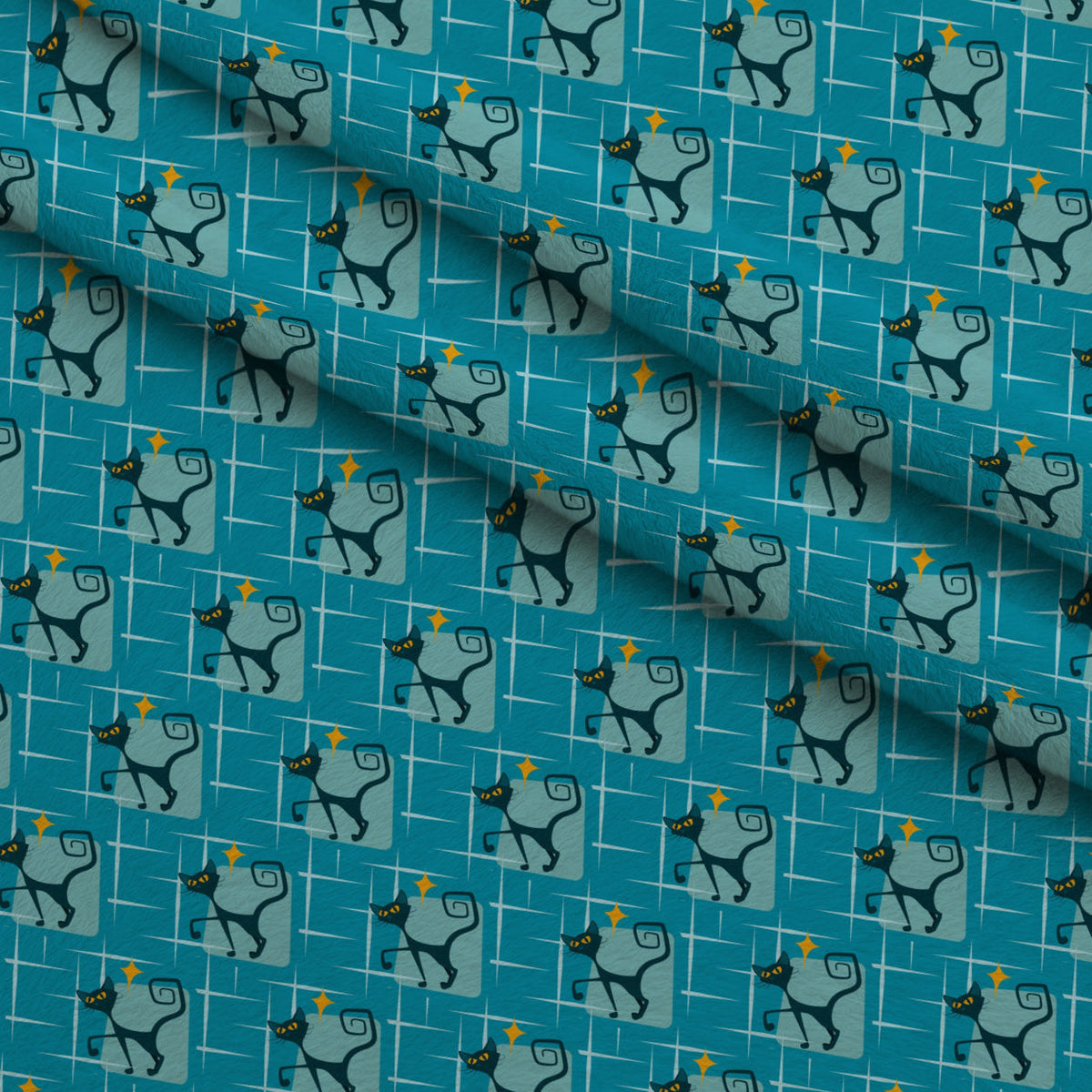 Mod Whiskers Pattern 1 Fleece Fabric — fleece fabric folded close-up preview (mv-fleece-v1:lying)