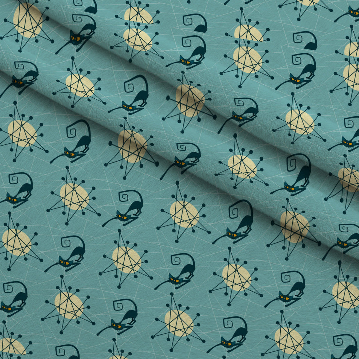 Mod Whiskers Pattern 2 Fleece Fabric — fleece fabric folded close-up preview (mv-fleece-v1:lying)