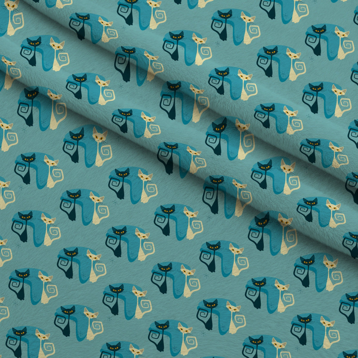Mod Whiskers Pattern 5 Fleece Fabric — fleece fabric folded close-up preview (mv-fleece-v1:lying)