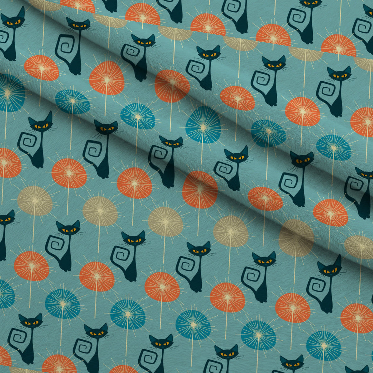Mod Whiskers Pattern 6 Fleece Fabric — fleece fabric folded close-up preview (mv-fleece-v1:lying)