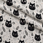 Monochrome Meows Pattern 1 Fleece Fabric — fleece fabric folded close-up preview (mv-fleece-v1:lying)