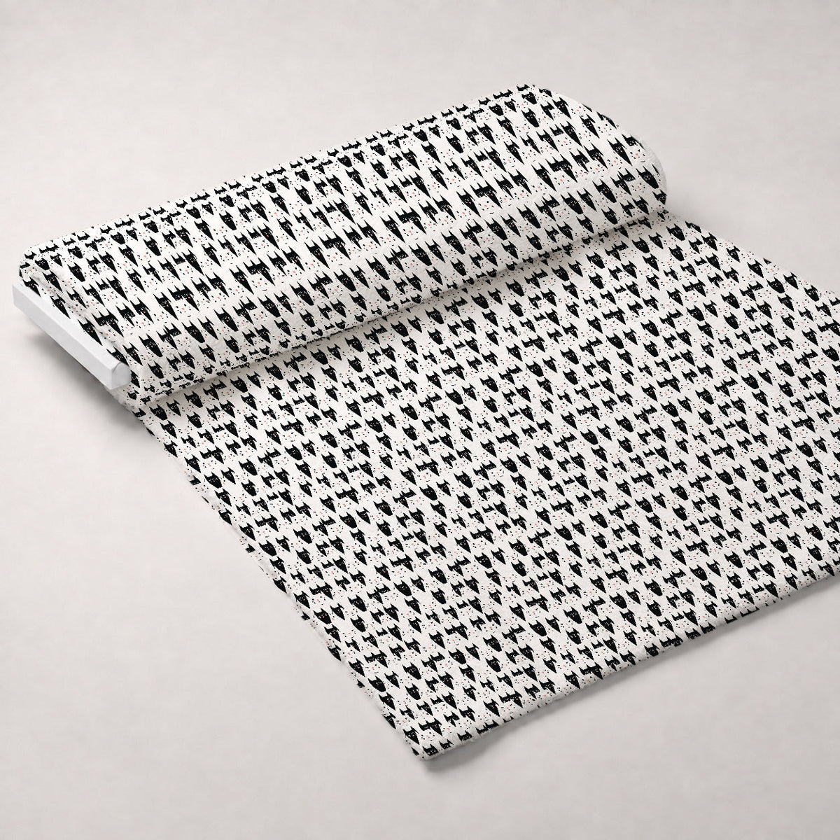 Monochrome Meows Pattern 10 Fleece Fabric — fleece fabric unrolled bolt preview (mv-fleece-v1:bolt)