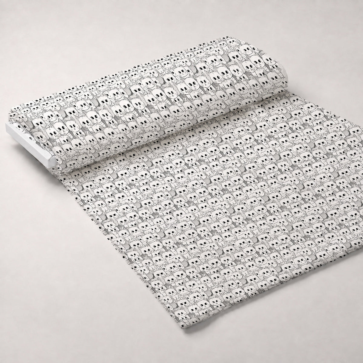 Monochrome Meows Pattern 11 Fleece Fabric — fleece fabric unrolled bolt preview (mv-fleece-v1:bolt)