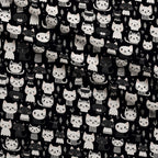 Monochrome Meows Pattern 13 Fleece Fabric — fleece fabric folded close-up preview (mv-fleece-v1:lying)