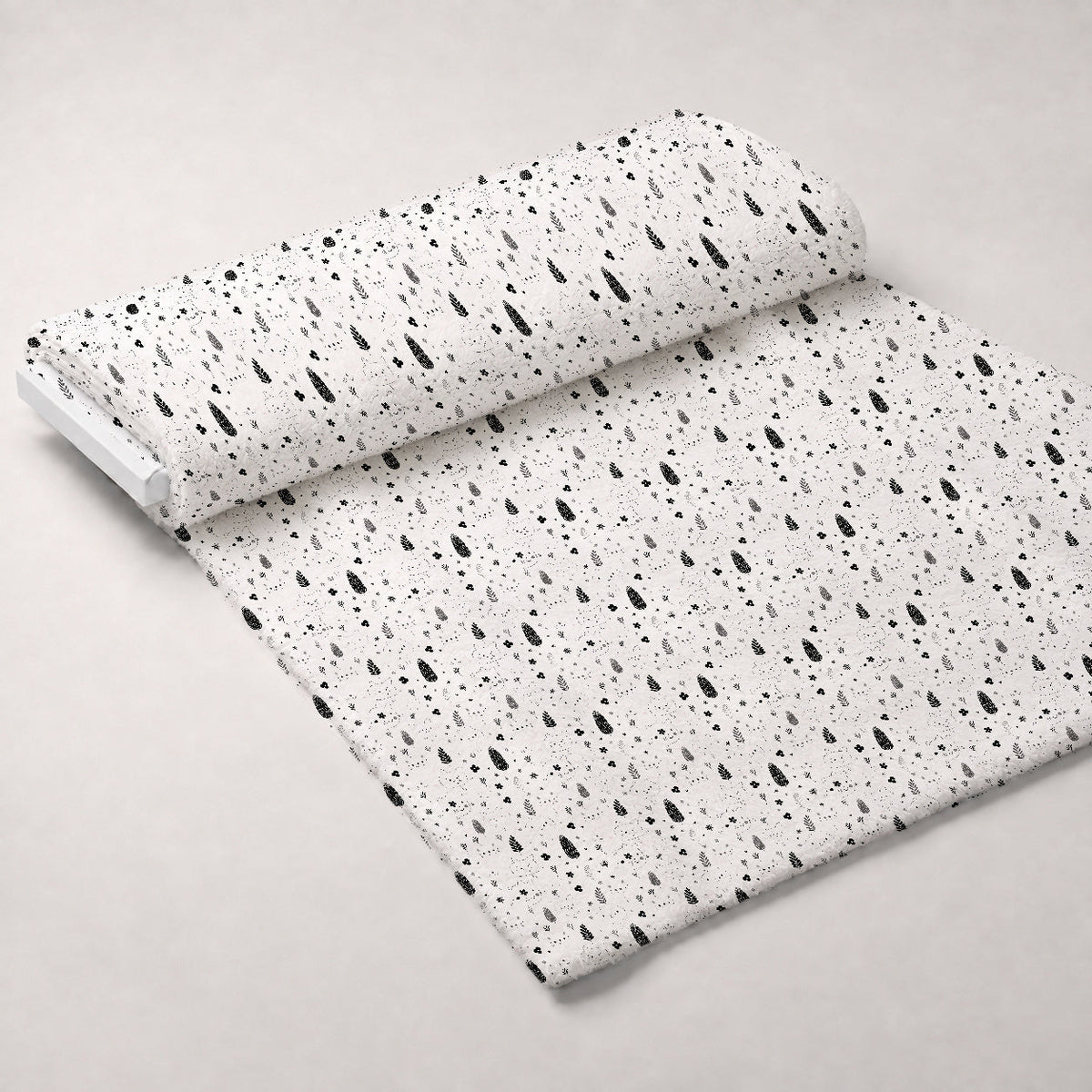 Monochrome Meows Pattern 14 Fleece Fabric — fleece fabric unrolled bolt preview (mv-fleece-v1:bolt)