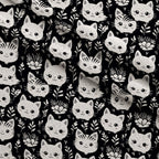Monochrome Meows Pattern 15 Fleece Fabric — fleece fabric folded close-up preview (mv-fleece-v1:lying)