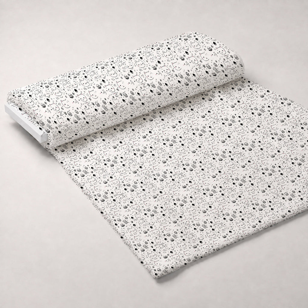Monochrome Meows Pattern 16 Fleece Fabric — fleece fabric unrolled bolt preview (mv-fleece-v1:bolt)