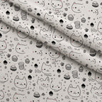Monochrome Meows Pattern 16 Fleece Fabric — fleece fabric folded close-up preview (mv-fleece-v1:lying)