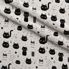 Monochrome Meows Pattern 18 Fleece Fabric — fleece fabric folded close-up preview (mv-fleece-v1:lying)