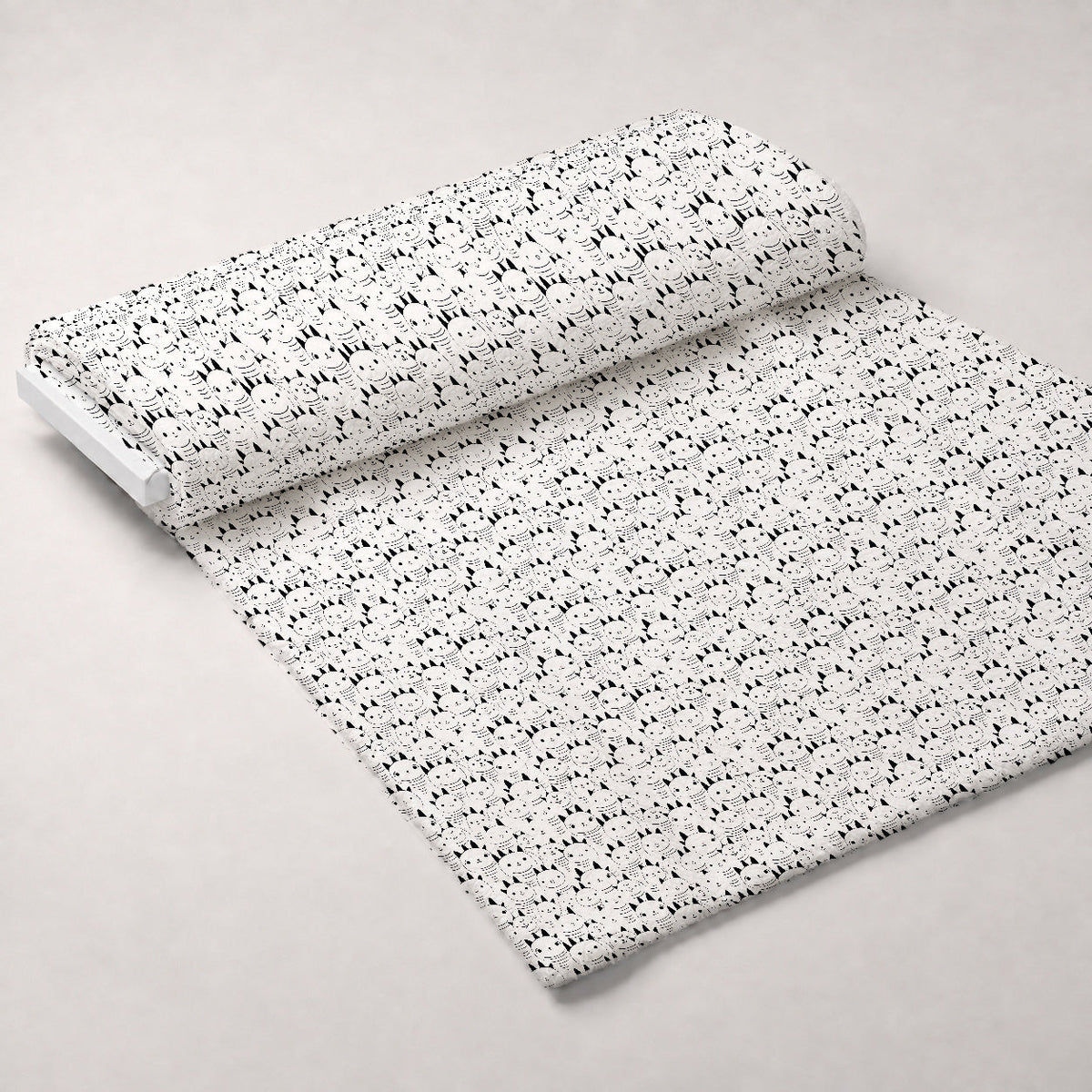 Monochrome Meows Pattern 2 Fleece Fabric — fleece fabric unrolled bolt preview (mv-fleece-v1:bolt)