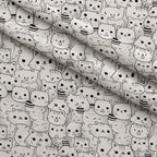 Monochrome Meows Pattern 5 Fleece Fabric — fleece fabric folded close-up preview (mv-fleece-v1:lying)