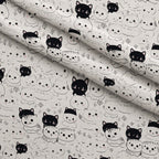 Monochrome Meows Pattern 6 Fleece Fabric — fleece fabric folded close-up preview (mv-fleece-v1:lying)