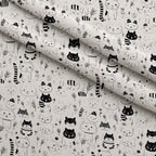Monochrome Meows Pattern 7 Fleece Fabric — fleece fabric folded close-up preview (mv-fleece-v1:lying)
